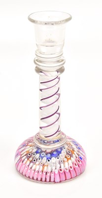 Lot 1611 - A 19th century millefiori glass candlestick...