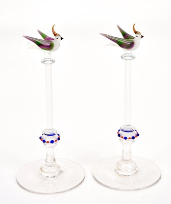 Lot 1627 - MURANO; a pair of miniature novelty glass...