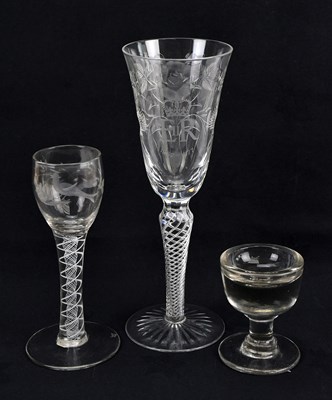 Lot 1608 - An 18th century style wine glass, with...