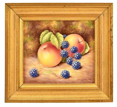 Lot 1529 - S P WESTON; a hand painted rectangular plaque,...