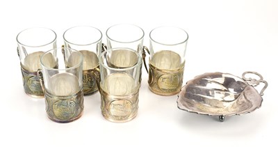 Lot 44 - Six decorative silver plated and glass...
