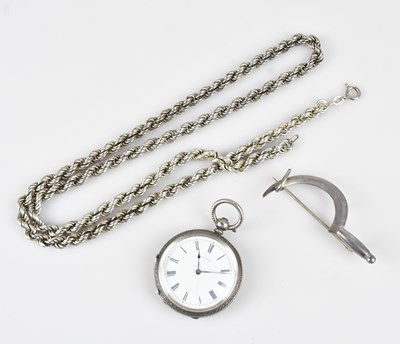 Lot 1043 - A 900 grade fine silver key wind open faced...