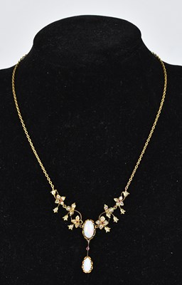 Lot 245 - A fine opal, diamond and amethyst necklet, the...