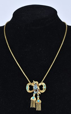 Lot 222 - A good Georgian diamond and turquoise bow...