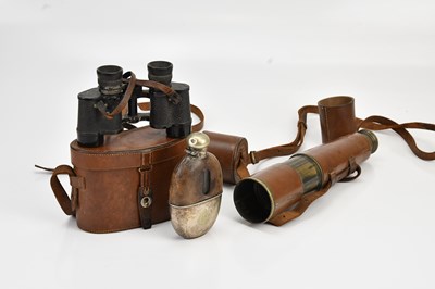 Lot 2056 - A leather cased four drawer telescope, a...