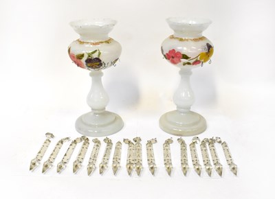 Lot 696 - A pair of Victorian opaque painted glass...