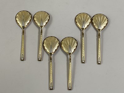 Lot 549 - A set of six hallmarked silver gilt and yellow...