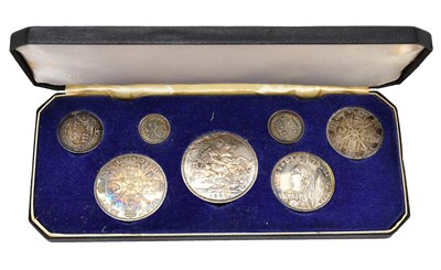 Lot 593 - A Victorian silver seven coin set, 1887, cased.
