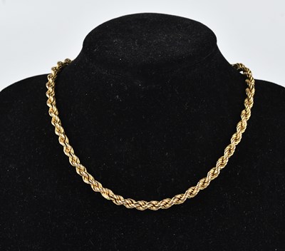 Lot 256 - A 9ct yellow gold rope twist necklace, length...