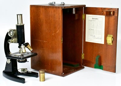 Lot 309 - PRIOR; a black lacquered monocular microscope...