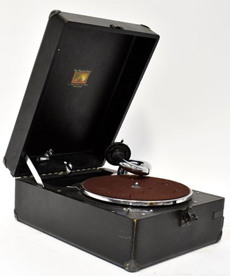 Lot 523 - HMV; a His Master's Voice Model 102 portable...