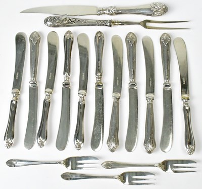 Lot 579 - A collection of eight silver handled butter...