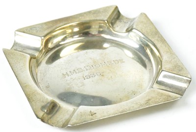 Lot 493 - A silver ashtray stamped 'HMS Diomede 1930',...