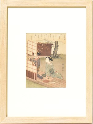 Lot 235 - SUZUKI HARONOBU; woodblock print, poem by...