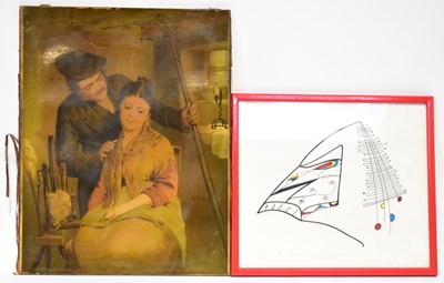 Lot 488 - An abstract print 'Hawk with Elements of...