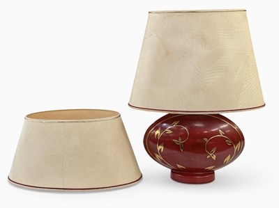 Lot 148 - LOUIS DRIMMER; a mid century red painted gilt...