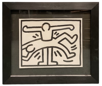 Lot 180 - KEITH HARING (American, 1958-1990); a black...
