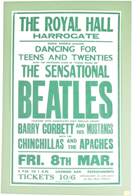 Lot 549 - THE BEATLES; a green and white poster for 'The...