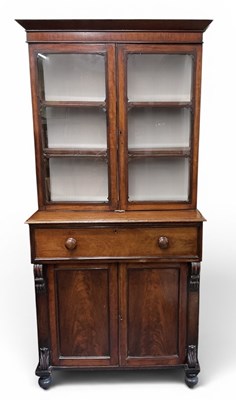 Lot 44 - A Victorian mahogany secretaire bookcase, with...