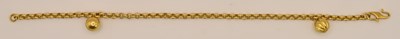 Lot 1486 - A 22K Chinese yellow gold belcher link charm...