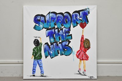 Lot 1007 - TONY DENTON; oil on canvas, 'Support the NHS',...