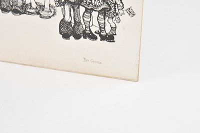Lot 1466 - PAT COOKE; a signed print, crowd of people,...