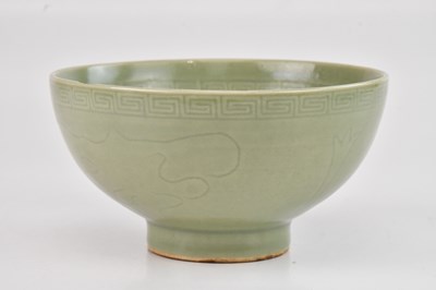 Lot 1157 - A Korean footed celadon glazed bowl with...