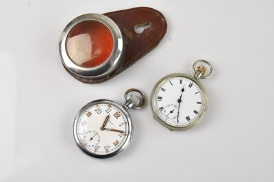 Lot 319 - DAMAS; a military issue chrome pocket watch,...