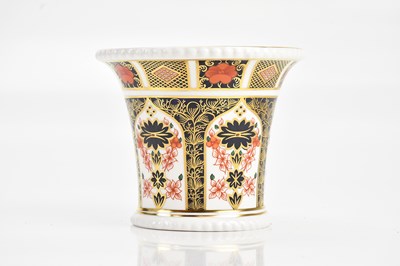 Lot 1376 - ROYAL CROWN DERBY; an Imari trumpet vase in...