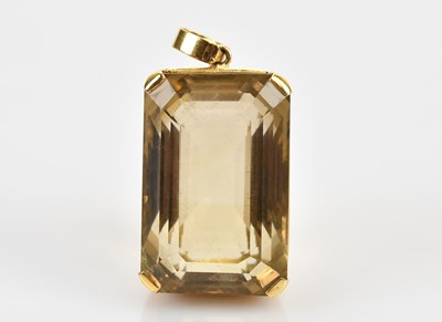 Lot 321 - A Chinese yellow metal mounted emerald cut...