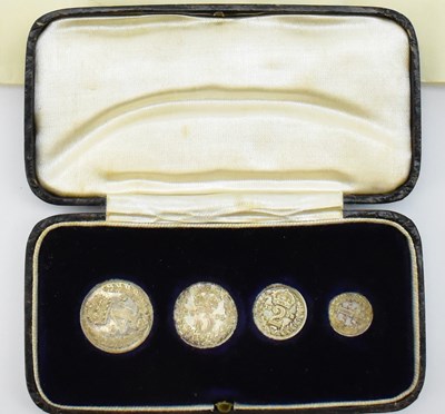 Lot 1595 - A cased set of George VI Maundy money, 1938,...