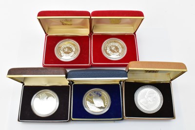 Lot 1585 - Five New Zealand silver and proof silver coins...