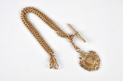 Lot 229 - A 9ct rose gold Albert chain, with 9ct gold...
