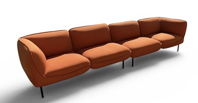 Lot 23 - A modern contemporary orange upholstered...