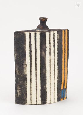 Lot 251 - JANE HOLLIDGE; an earthenware flask with...