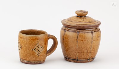 Lot 403 - MIKE DODD (born 1943); a lobed stoneware jar...