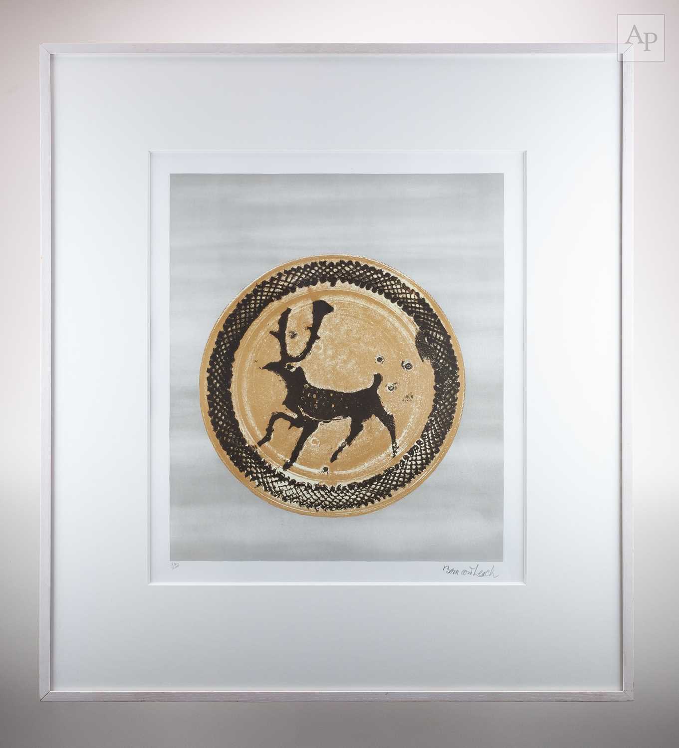 Lot 44 - BERNARD LEACH (1887-1979); 'Deer Plate', a...