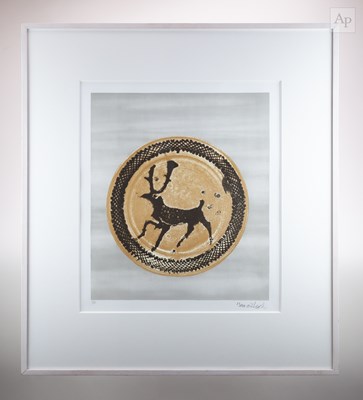 Lot 44 - BERNARD LEACH (1887-1979); 'Deer Plate', a...