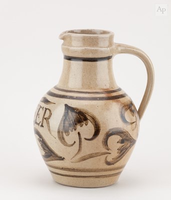 Lot 168 - DONALD MILLS (1922-1996); a stoneware beer jug...
