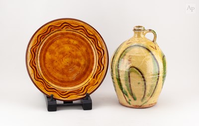 Lot 113 - CLIVE BOWEN (born 1943); a slipware bottle...