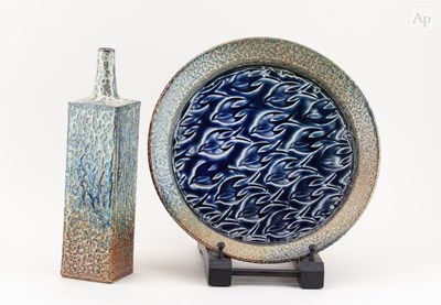 Lot 134 - DANIEL BOYLE; a salt glazed dish decorated...