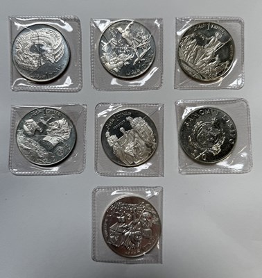 Lot 1597 - Six silver 1969 Tunisia one dinar silver coins,...