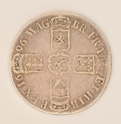 Lot 1602 - A William III 1696 first bust silver crown.