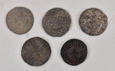 Lot 1599 - Six medieval period silver hammered coins,...