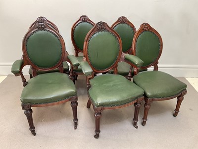 Lot 148 - A set of six 19th century carved walnut and...