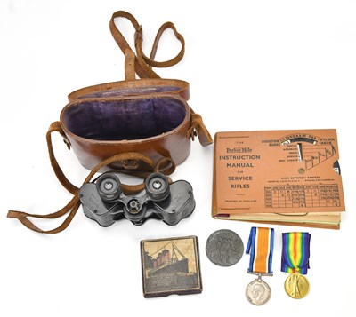 Lot 1208 - Two WWI medals comprising 1914-18 British War...