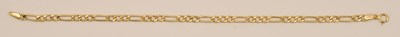 Lot 1522 - A 9ct yellow gold figaro link bracelet with...