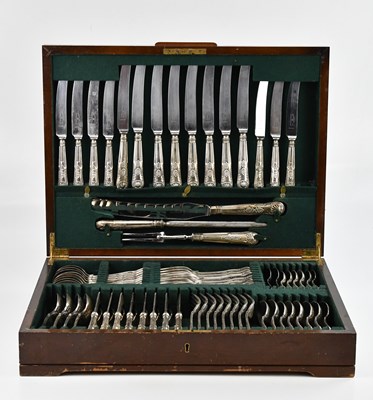 Lot 162 - A teak canteen of silver plated cutlery in the...