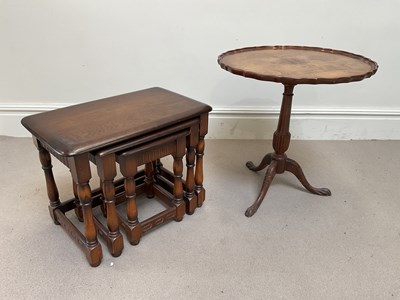 Lot 2111 - A reproduction mahogany tripod table and a...