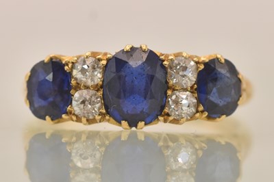 Lot 1252 - A good 19th century 18ct yellow gold sapphire...